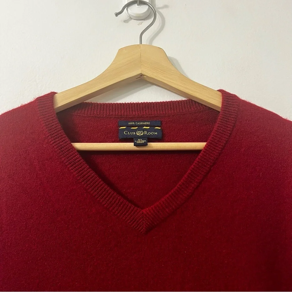 Club Room 100% Cashmere Long Sleeve Sweater Men’s XL Red Preppy Christmas